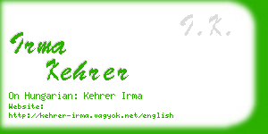 irma kehrer business card